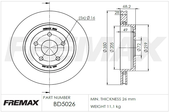 Disque de frein FREMAX BD-5026