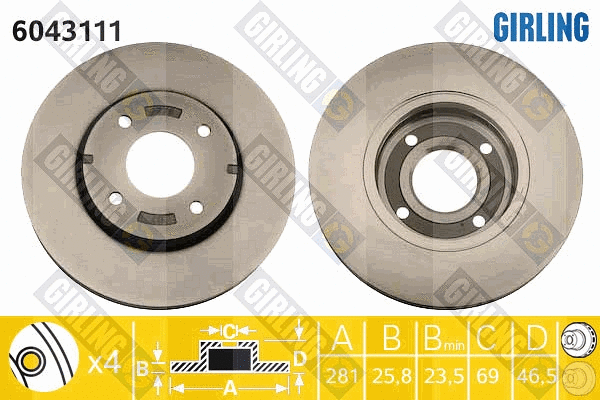 Disque de frein GIRLING 6043111