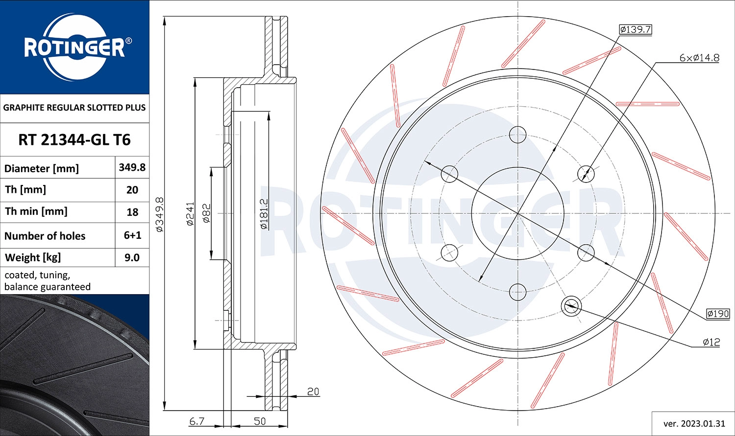 Disque de frein ROTINGER RT 21344-GL T6