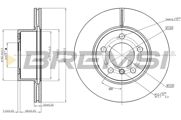 Disque de frein BREMSI CD8195V