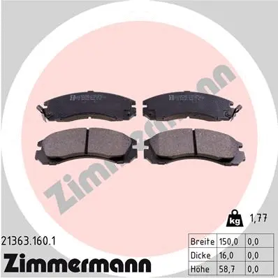 Kit de plaquettes de frein, frein à disque ZIMMERMANN 21363.160.1