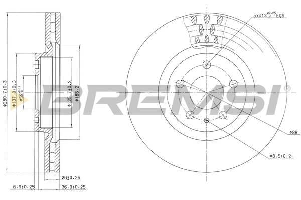 Disque de frein BREMSI CD6474V