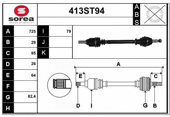 Arbre de transmission STARTCAR 413ST94