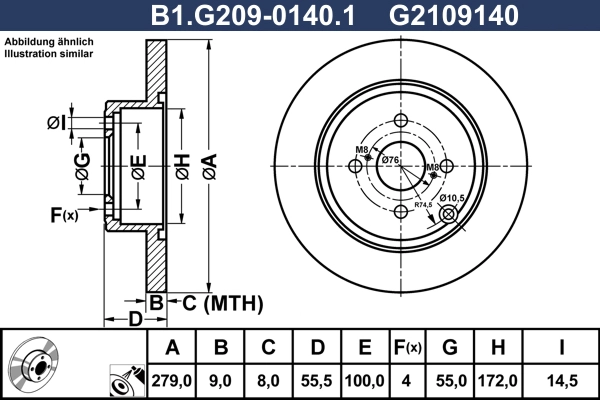 Disque de frein GALFER B1.G209-0140.1
