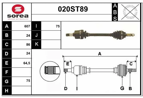 Arbre de transmission STARTCAR 020ST89