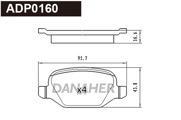 Kit de plaquettes de frein, frein à disque DANAHER ADP0160