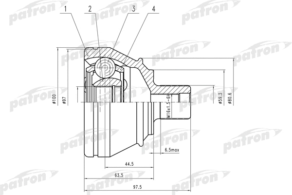 Jeu de joints, arbre de transmission PATRON PCV1552