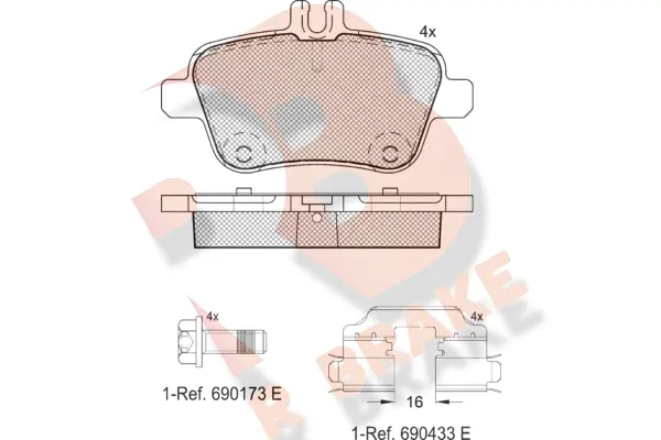 Kit de plaquettes de frein, frein à disque R BRAKE RB2039-067