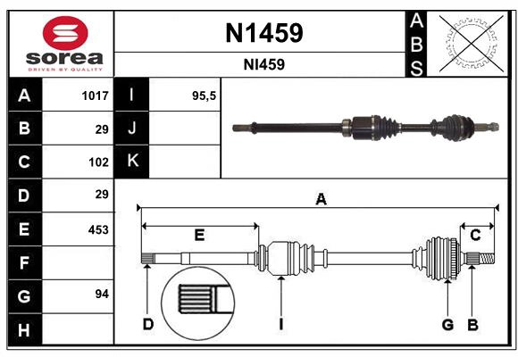 Arbre de transmission SNRA N1459