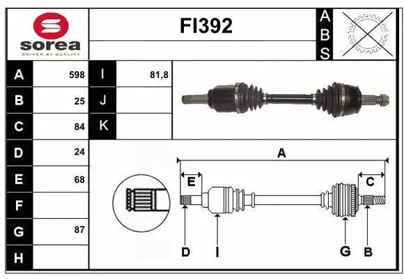 Arbre de transmission SERA FI392