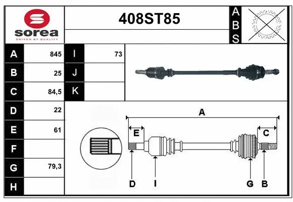 Arbre de transmission STARTCAR 408ST85