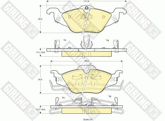 Kit de plaquettes de frein, frein à disque GIRLING 6113512