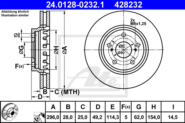 Disque de frein ATE-APAC 24.0128-0232.1