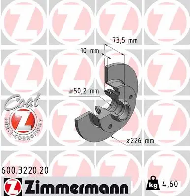 Disque de frein ZIMMERMANN 600.3220.20