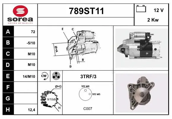 Démarreur STARTCAR 789ST11