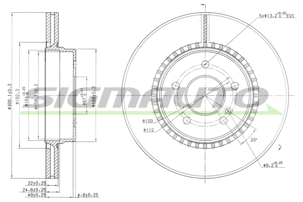 Disque de frein SIGMAUTO DBB764V
