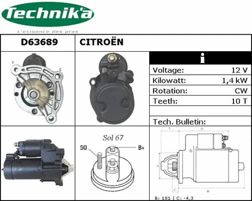 Démarreur Technika D63689