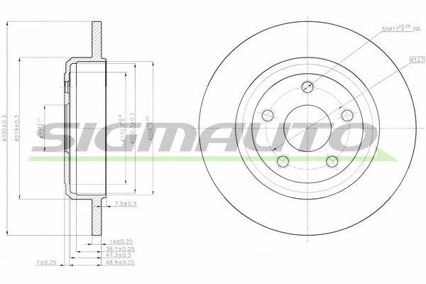 Disque de frein SIGMAUTO DBC096S