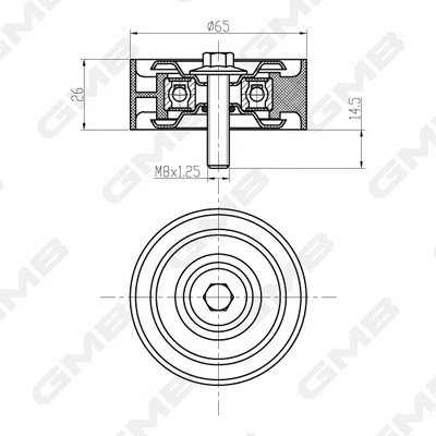 Poulie renvoi/transmission, courroie crantée GMB Oceania GTC1190
