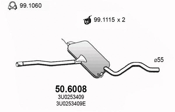Silencieux central ASSO 50.6008