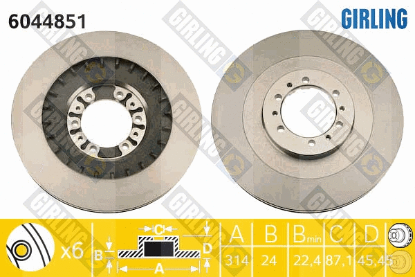 Disque de frein GIRLING 6044851