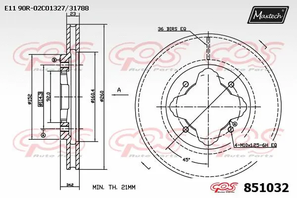 Disque de frein MAXTECH 851032