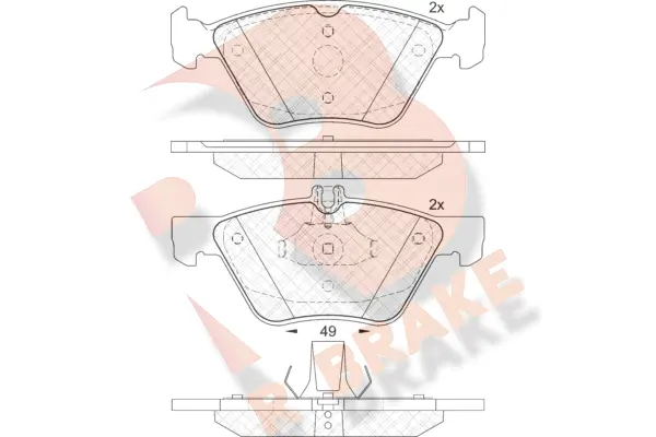 Kit de plaquettes de frein, frein à disque R BRAKE RB2114