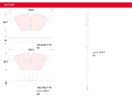 Kit de plaquettes de frein, frein à disque ASIMCO KD7259