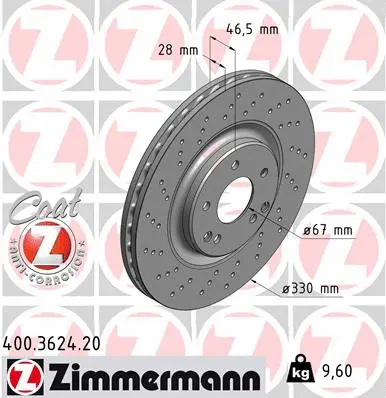 Disque de frein ZIMMERMANN 400.3624.20