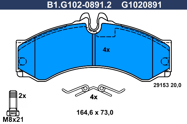 Kit de plaquettes de frein, frein à disque GALFER B1.G102-0891.2