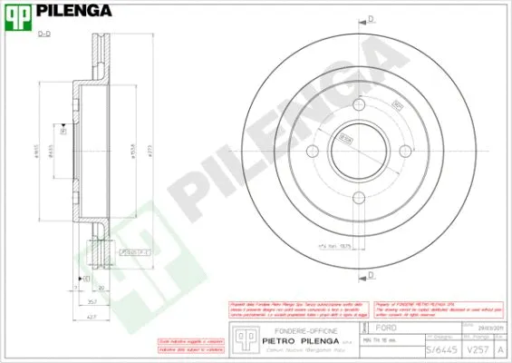 Disque de frein PILENGA V257