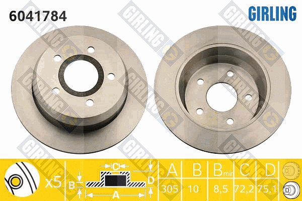 Disque de frein GIRLING 6041784