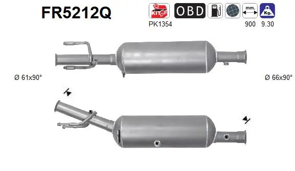 Filtre à particules / à suie, échappement AS FR5212Q