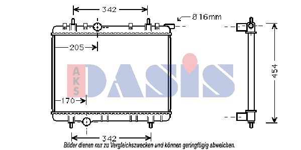 Radiateur, refroidissement du moteur AKS DASIS 160104N