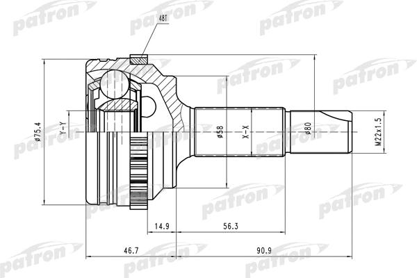Jeu de joints, arbre de transmission PATRON PCV1460