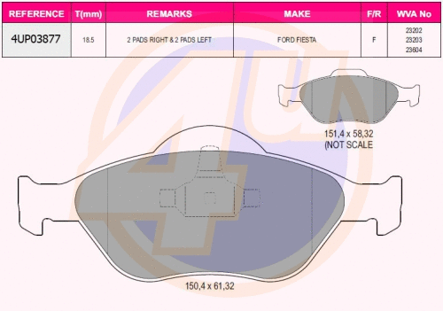 Kit de plaquettes de frein, frein à disque 4u 4UP03877