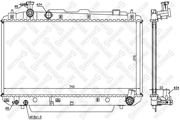 Radiateur, refroidissement du moteur STELLOX 10-25441-SX