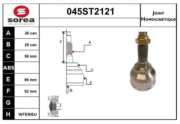 Jeu de joints, arbre de transmission STARTCAR 045ST2121