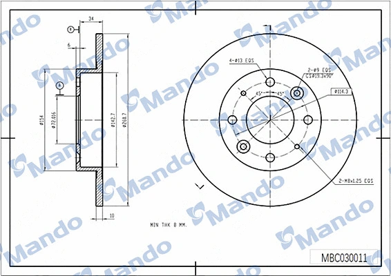 Disque de frein MANDO MBC030011