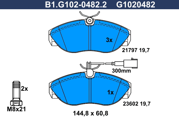 Kit de plaquettes de frein, frein à disque GALFER B1.G102-0482.2