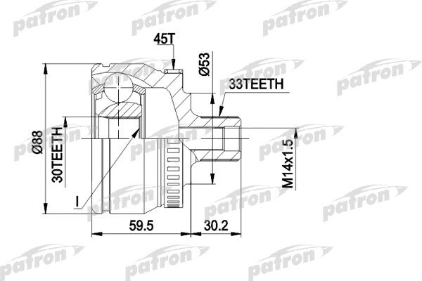Jeu de joints, arbre de transmission PATRON PCV1375
