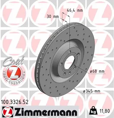 Disque de frein ZIMMERMANN 100.3326.52