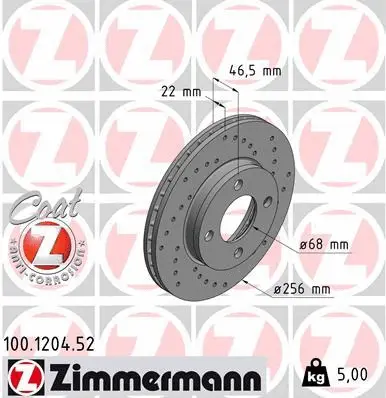 Disque de frein ZIMMERMANN 100.1204.52