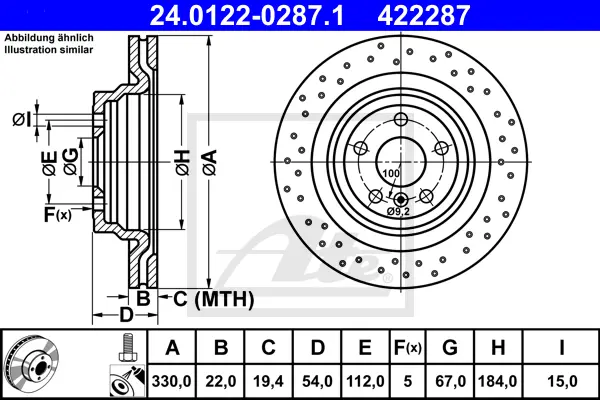 Disque de frein ATE-APAC 24.0122-0287.1