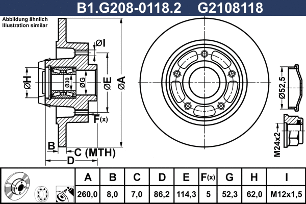 Disque de frein GALFER B1.G208-0118.2