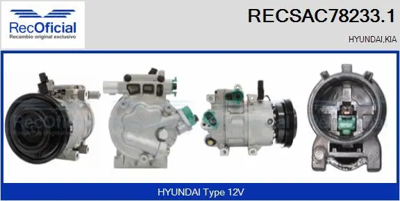 Compresseur, climatisation RECOFICIAL RECSAC78233.1