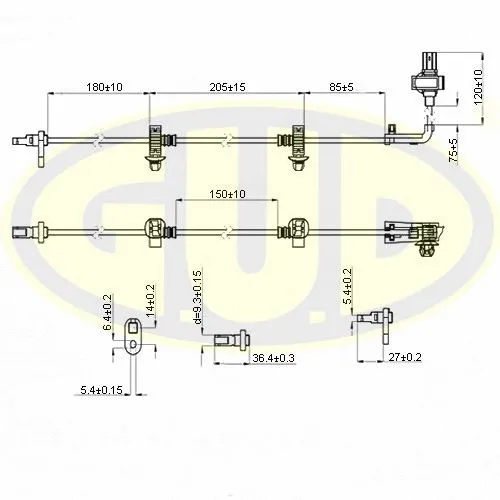 Capteur, vitesse de roue G.U.D. GABS02504