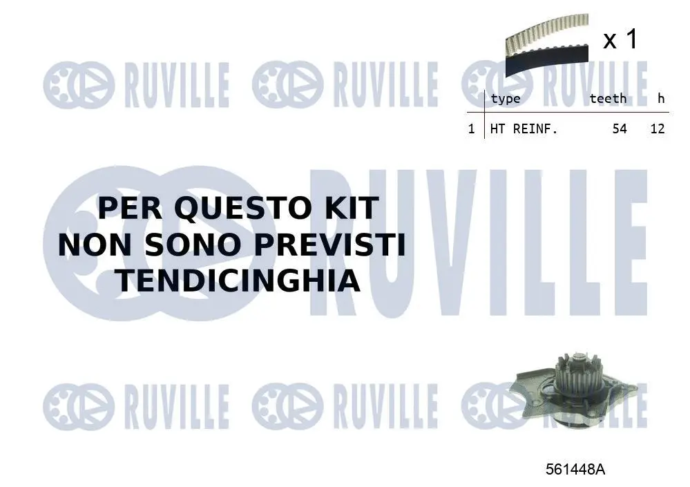 Pompe à eau + kit de courroie crantée RUVILLE 55B0021