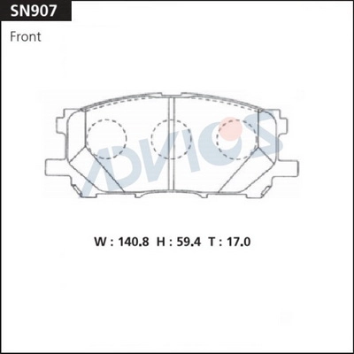 Kit de plaquettes de frein, frein à disque ADVICS SN907