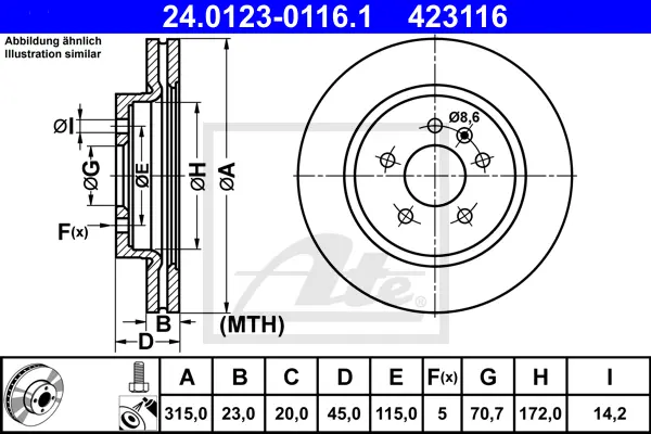 Disque de frein ATE-APAC 24.0123-0116.1
